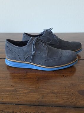 Cole Haan Men's OriginalGrand Blue Suede Wingtip Oxfords Size 11 NWT